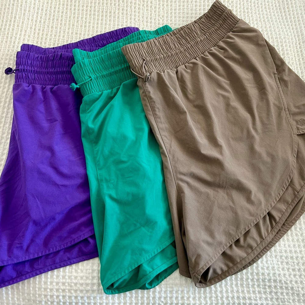 All in Motion Women's Athletic Shorts - Purple, Teal, and Brown